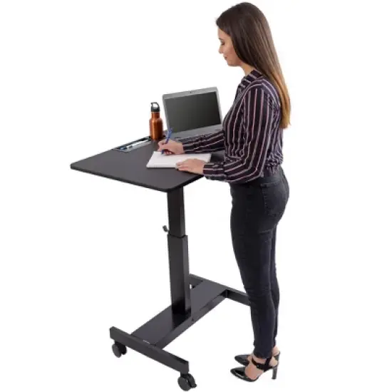 Stand Up Desk Store Crank Adjustable Height Single Column Rolling Mobile Standing Desk image {2}