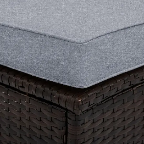 FIONECA 5-Piece Outdoor Patio Sectional Sofa Set, Brown PE Rattan Half-Moon Sofa with Tempered Glass Table & Gray Cushions image {10}