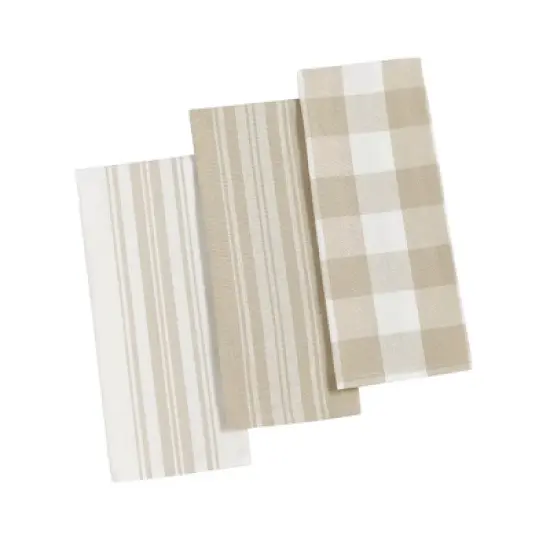 Farmhouse Living Stripe and Check Kitchen Towels, Set of 3 - 17" x 28" - Elrene Home Fashions image {7}