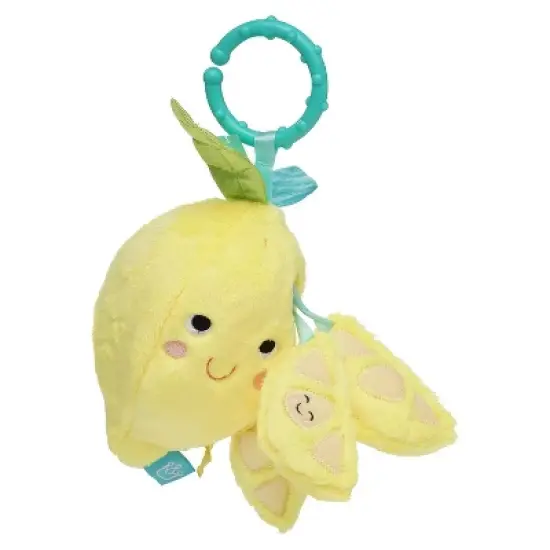 Manhattan Toy Mini-Apple Farm Lemon Baby Travel Toy with Rattle, Squeaker, Crinkle Fabric & Teether Clip-on Attachment image {5}