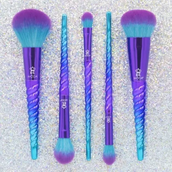 MODA Brush Mythical Celestial Blue 6pc Travel Sized Makeup Brush Flip Kit, Includes Powder, Complexion, and Highlight Makeup Brushes image {3}