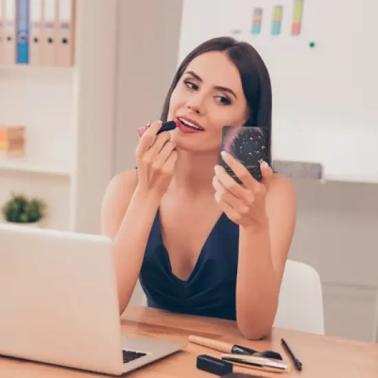 Unique Bargains Small Butterfly Makeup Mirror Black Pink 1 Pc image {2}