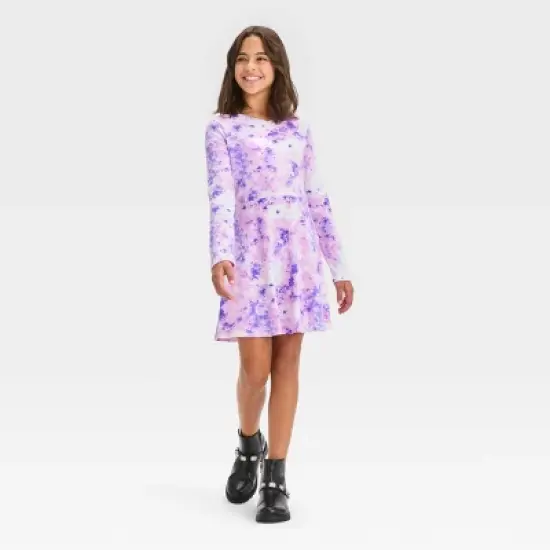 Girls' Long Sleeve Henley Skater Dress - art class&trade; image {3}