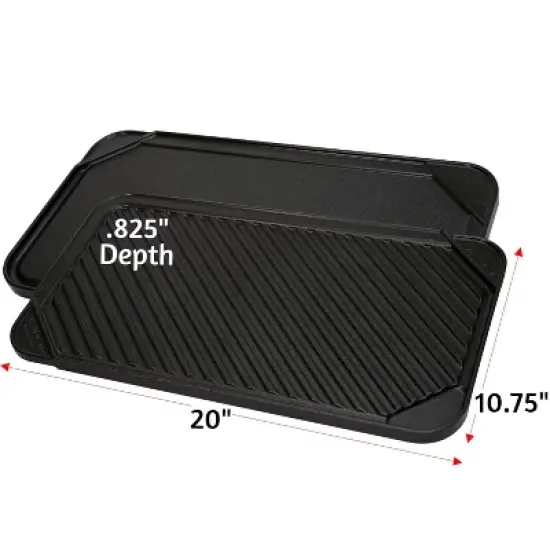 All American Reversible Grill Griddle Pan, Double Burner Nonstick Superconductive Heats Rapidly, Quick Defrost, Stovetop image {1}