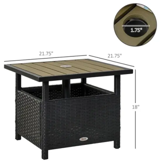 Syemin Patio Side Table, 2-Tier Outdoor Coffee Table, Patio Furniture for Drinks, Dining, Games, Storage, Black, 21.75"*21.75"*18" image {3}
