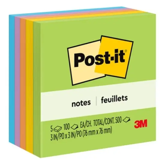 Post-it&reg; Notes, 3 in x 3 in, Floral Fantasy Collection, 100 Sheets/Pad, 5 Pads/Pack, 2 Packs image {1}