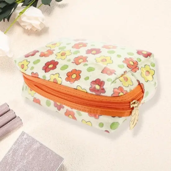 Unique Bargains Women's Octagonal Travel Organizer Toiletry Bag Orange 1 Pc image {2}