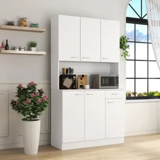 KTMBDW Kitchen Pantry Cabinet, Pantry Storage Cabinet with Adjustable Shelves and Drawer, Sideboard Buffet Cupboards for Home Office Use image {11}