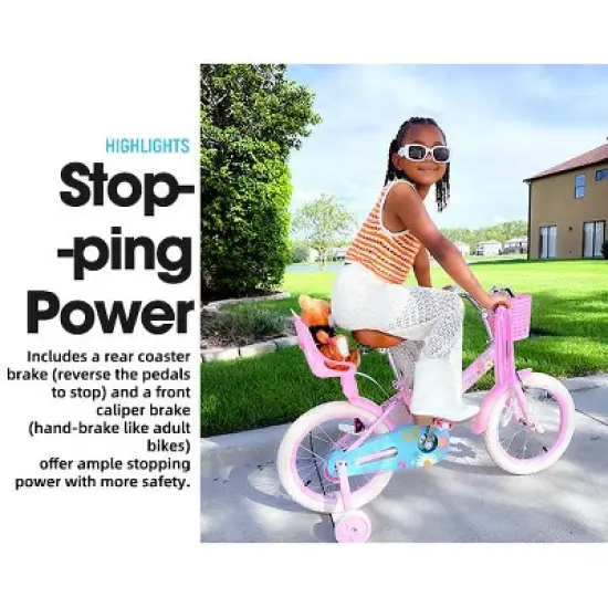 JOYSTAR Little Children Girls Bike for Kids with Doll Carrier, Basket, Training Wheel image {6}