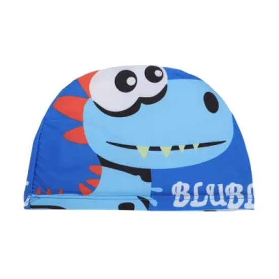Unique Bargains Kid's Polyester Dinosaur Pattern Swim Cap Blue 1 Pc image {6}