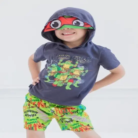  Teenage Mutant Ninja Turtles Leonardo Michelangelo Raphael T-Shirt and Mesh Shorts Outfit Set Toddler to Big Kid  image {1}