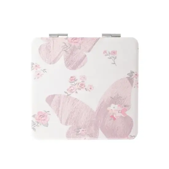 Unique Bargains Women Anti-skid Square Shape Handheld Mirror for Travel Pink 1 Pc image {5}