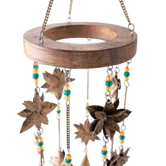 Wind & Weather Beaded Antiqued Bronze-Colored Poinsettia Blossom Wind Chime image {2}