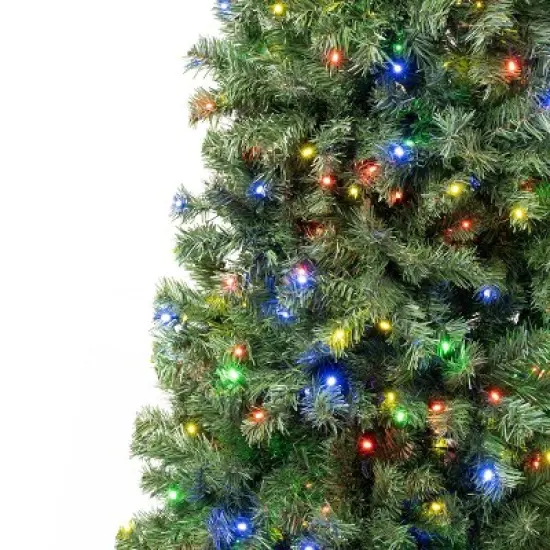 National Tree Company First Traditions 6' Pre-Lit LED Sagamore Slim Artificial Christmas Tree Multicolor Lights image {2}
