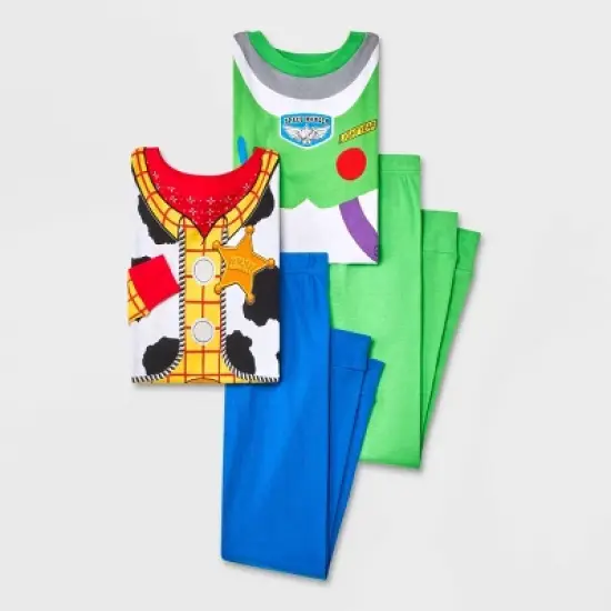 Boys' Toy Story Buzz and Woody 4pc Pajama Set - Blue/White/Green  image {3}