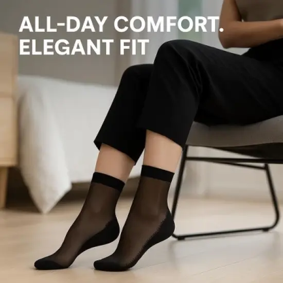 Women&rsquo;s 3- Pack Non-Slip Sheer Ankle Socks &ndash; Breathable Nylon with Cushioned Cotton Sole image {6}