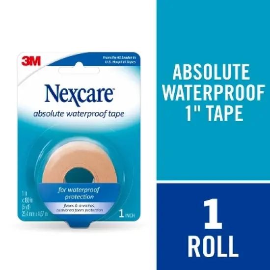 Nexcare Absolute Waterproof First Aid Tape, Tan, 1 in x 5 yds image {3}