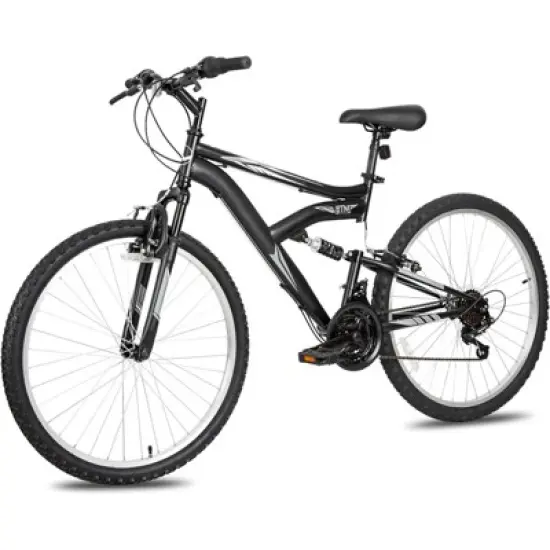 Hykolity 26/27.5-Inch Mountain Bike, Mens Womens, Steel Full Suspension, 18-Speed, Adjustable Saddle, Linear Pull Brakes, Alloy Rims image {8}