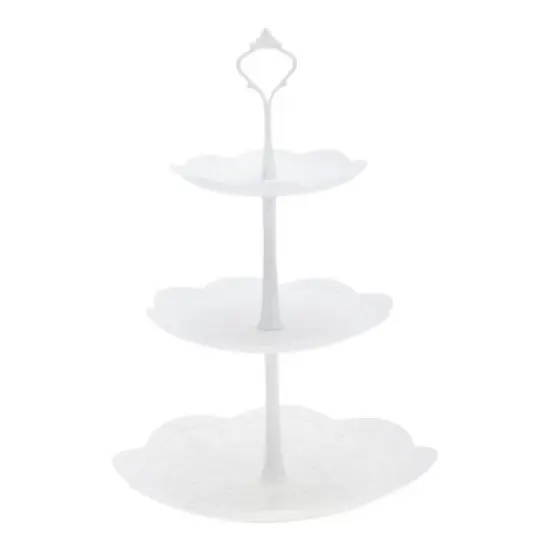 Unique Bargains 3 Tier Dessert Cupcake Stand Round Tiered Serving Tray for Donuts Fruits White image {6}