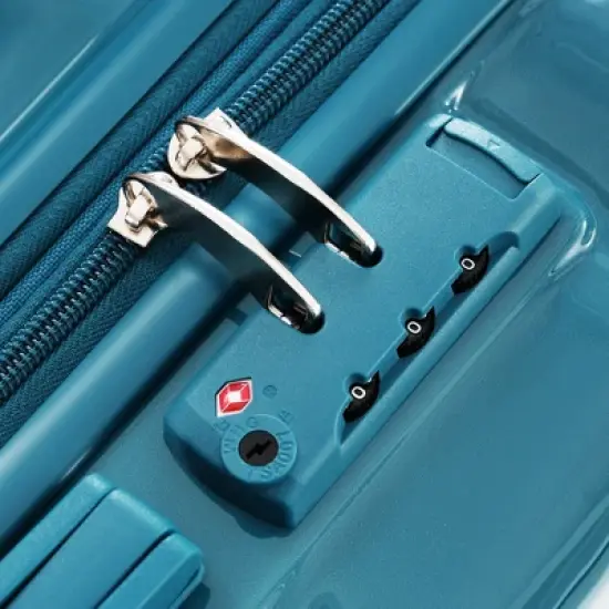 Wooakway 3-Piece 20" Pink Carry On Luggage Set with USB Port ABS PC Hard Shell Spinner Wheels Airline Approved image {8}