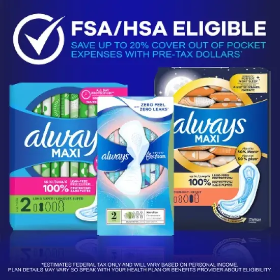 Always Maxi Pads Overnight Absorbency Unscented without Wings - Size 4 - 28ct image {9}