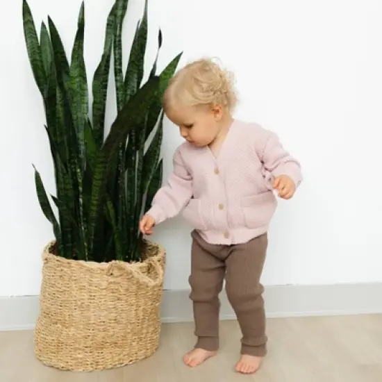 Grayson Collective Baby Girls' Cardigan & Ribbed Leggings Set - Light Pink/Brown image {6}