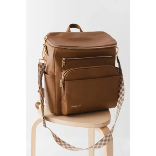 Vegan Leather Diaper Bag | Melted Chocolate | Charlie Lou Baby image {15}