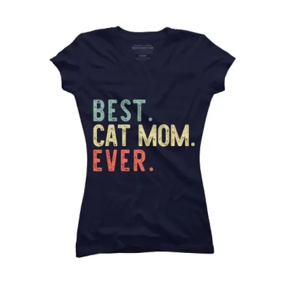 Junior's Design By Humans Best Cat Mom Ever Funny Mommy Vintage Gift Christmas T-Shirt By mothersdaygift T-Shirt image {4}