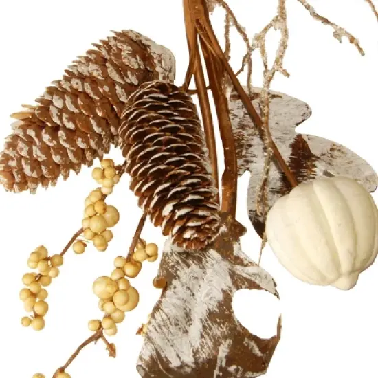 National Tree Company Artificial Autumn Garland, White, Made with Pumpkins, Gourds, Maple Leaves, Pinecones, Berry Clusters, Autumn Collection, 6 ft image {2}