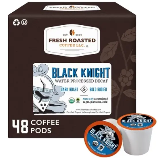 Fresh Roasted Coffee - 48 CT Organic Black Knight Decaf Dark Roast Single Serve Pods image {10}