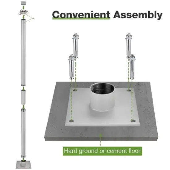 Yescom 8 Ft Sun Shade Sail Pole Post Canopy Awning Deck Patio Backyard with Pole Bracket Clamp Powder Patio Outdoor 96" Silver image {4}