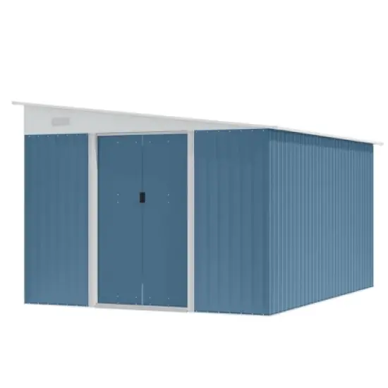 Outsunny 11' x 9' Steel Garden Storage Shed Outdoor Metal Lean To Tool House with Double Sliding Lockable Doors & 2 Air Vents image {3}