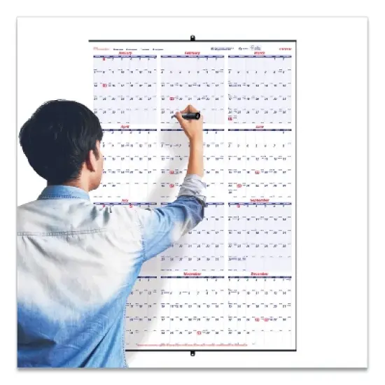 Yearly Wall Calendar, 24 x 36, White/Blue Sheets, 12-Month (Jan to Dec): 2026 image {2}