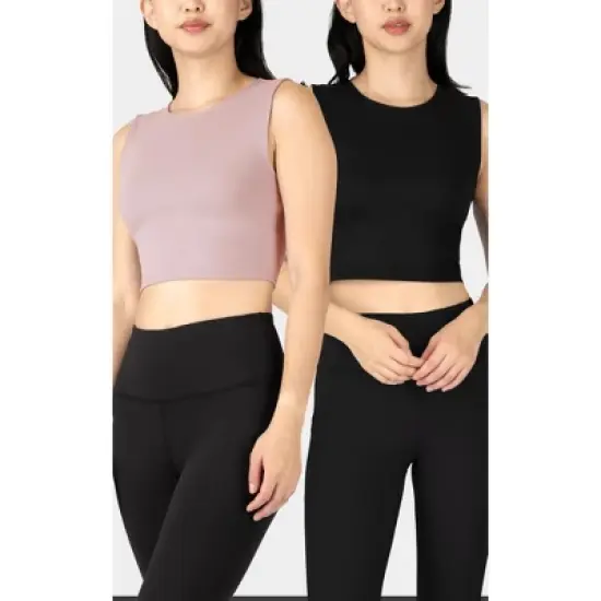Yogalicious - Womens Fitted Cropped Tank Top 2 Pack image {12}