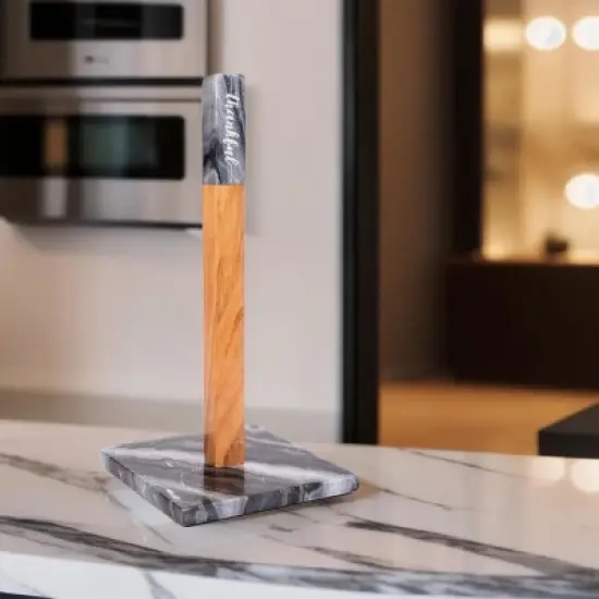 Lexi Home Marble Counter Embossed Paper Towel Holder - Mount Grey image {2}