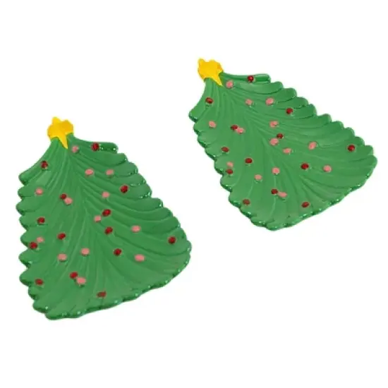 Tag 6.5 Inch Christmas Tree Tidbit Plate Christmas Seasonal Tabletop , Debossed Pattern (2PC) image {2}