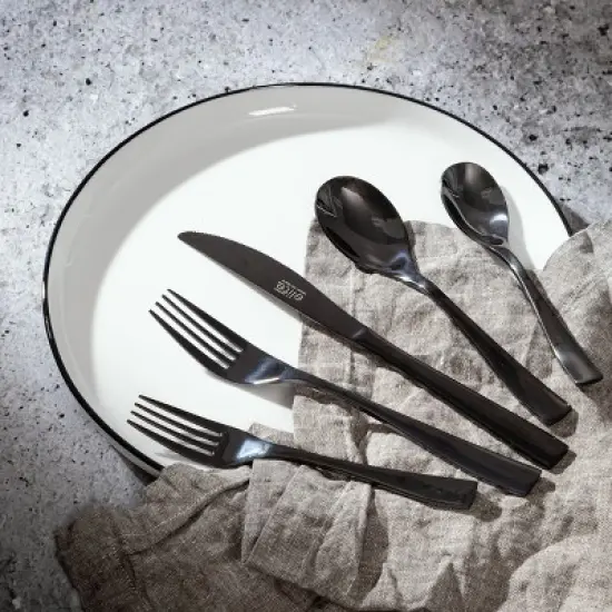 Gibson Home Holland Road 20 Piece Black Stainless Steel Flatware Set image {1}