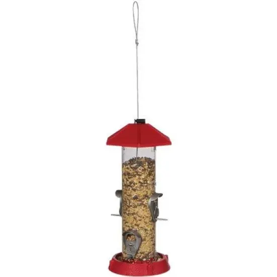 North States Red Plastic Tube Bird Feeder image {1}