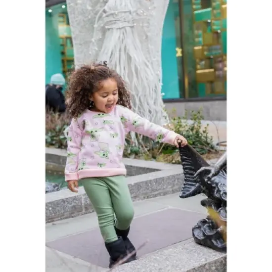 Star Wars The Mandalorian Star Wars The Child Girls Fleece Sweatshirt and Leggings Outfit Set Little Kid to Big Kid image {1}