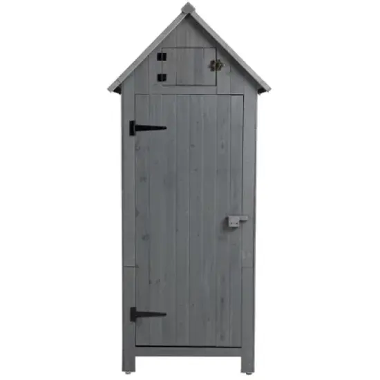30.3"L X 21.3"W X 70.5"H Outdoor Storage Cabinet Tool Shed Wooden Garden Shed Natural image {7}