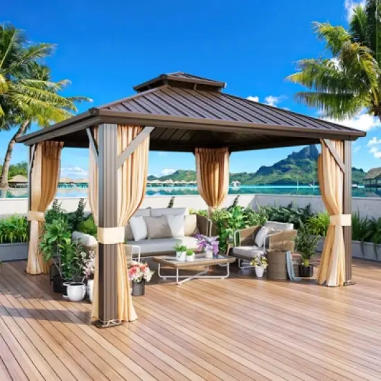 EROMMY Aluminum Patio Gazebo, Hardtop Gazebo With Galvanized Steel Roof And Aluminum Frame image {10}