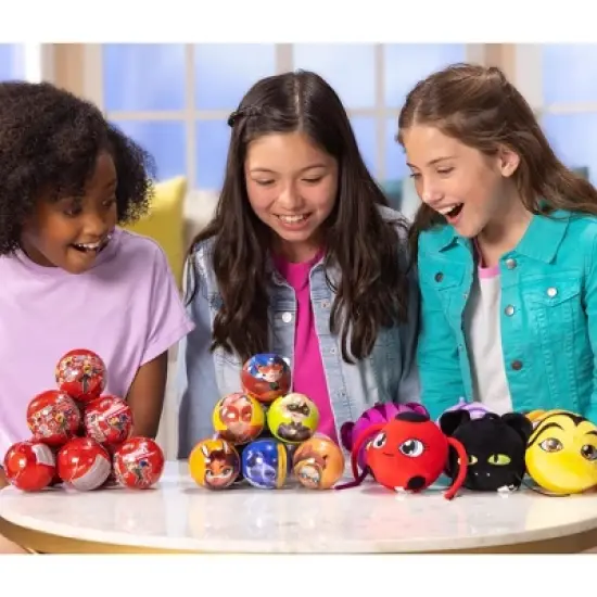 Miraculous Ladybug, 4-1 Surprise Miraball, Toys for Kids with Collectible Character Metal Ball, Kwami Plush, Glittery Stickers and White Ribbon image {2}