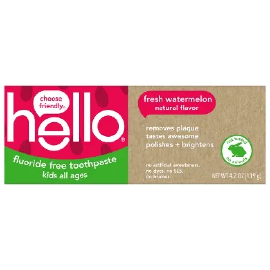 hello Kids' Fluoride Free Toothpaste - Watermelon - 4.2oz image {1}
