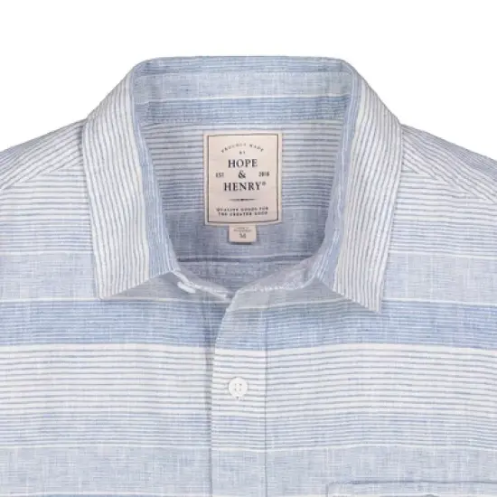 Hope & Henry Mens' Linen Short Sleeve Button Down Shirt image {1}