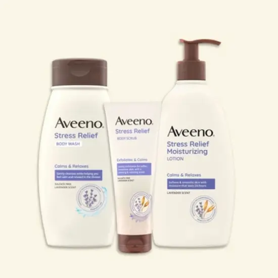 Aveeno Stress Relief Moisturizing Body Lotion with Lavender Scent, Natural Oatmeal to Calm and Relax image {1}