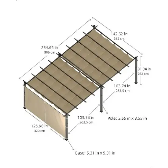 12x20ft Extra Large Aluminum Pergola with Adjustable Canopy, 4-Side Anchoring, Khaki Frame & Curtains, UV & Water Resistant image {2}
