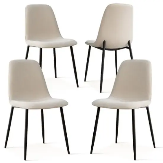 Set of 4 Upholstered Dining Chairs with Metal Legs, Modern Fabric Accent Kitchen Chairs for Dining Room or Small Spaces-Maison Boucle image {3}