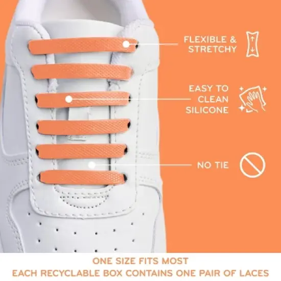 The Original Stretchlace No-Tie Silicone Elastic Shoelaces &ndash; Orange Tieless Shoe Laces (1 Set) image {4}