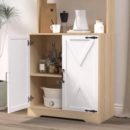 LIVAREEmlen Baker's Racks with 2 Doors and Shelves,Freestanding Larder Cupboard,Kitchen Pantry Storage Cabinet for Kitchen,Dining Room image {8}