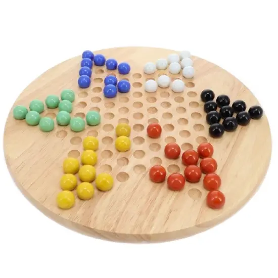 WE Games Solid Wood Chinese Checkers Set with Glass Marbles - 11.5 Inch image {2}